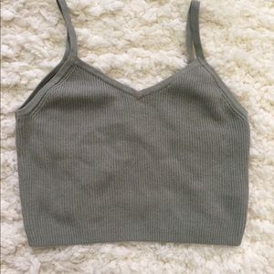 Olive knit cami crop top